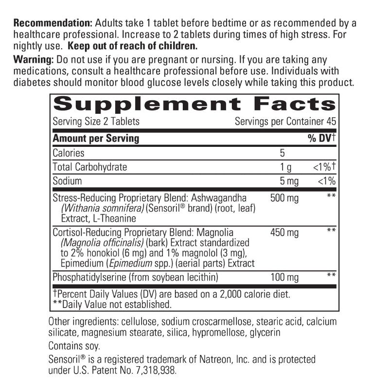 Cortisol Manager supplement facts