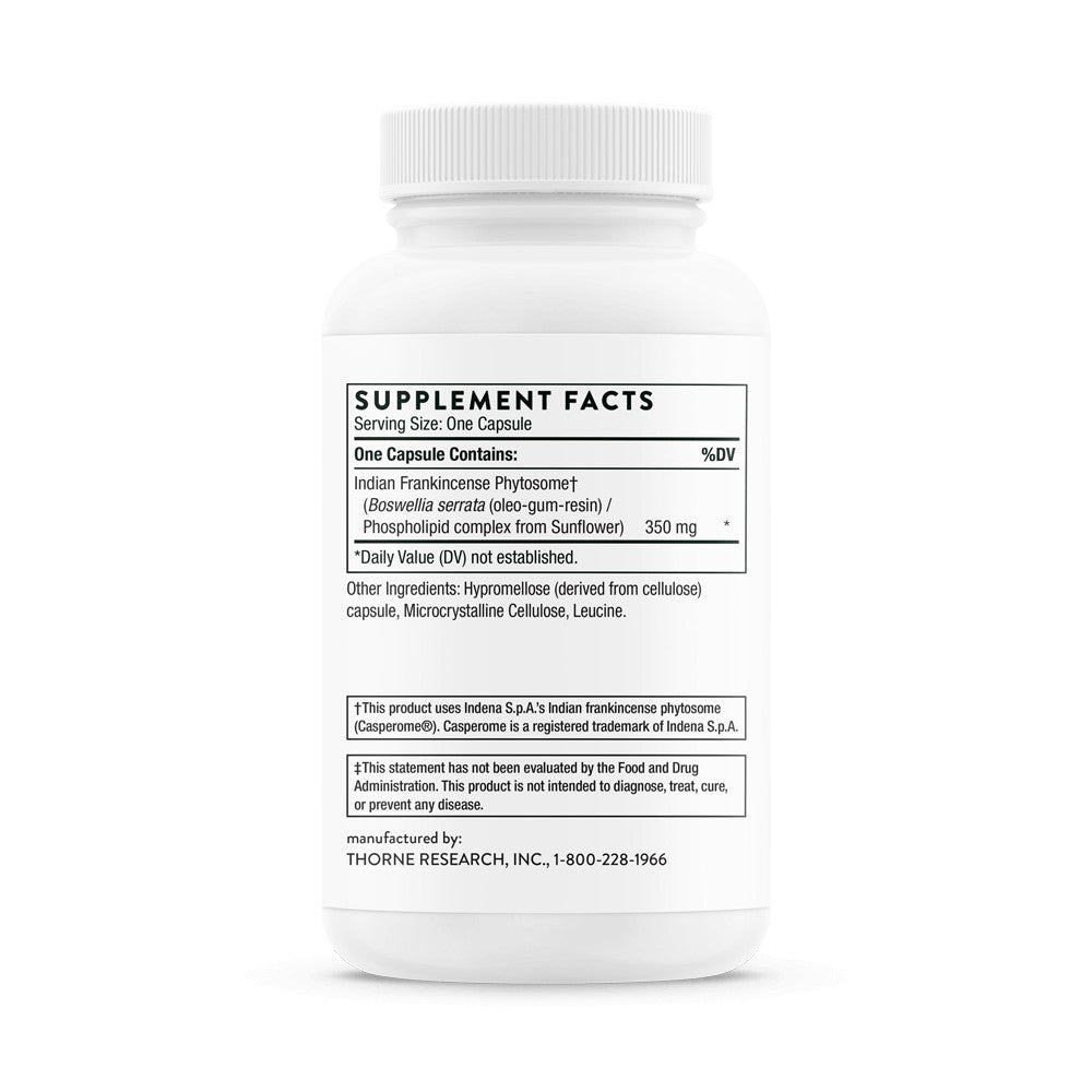 Boswellia Phytosome supplement facts label