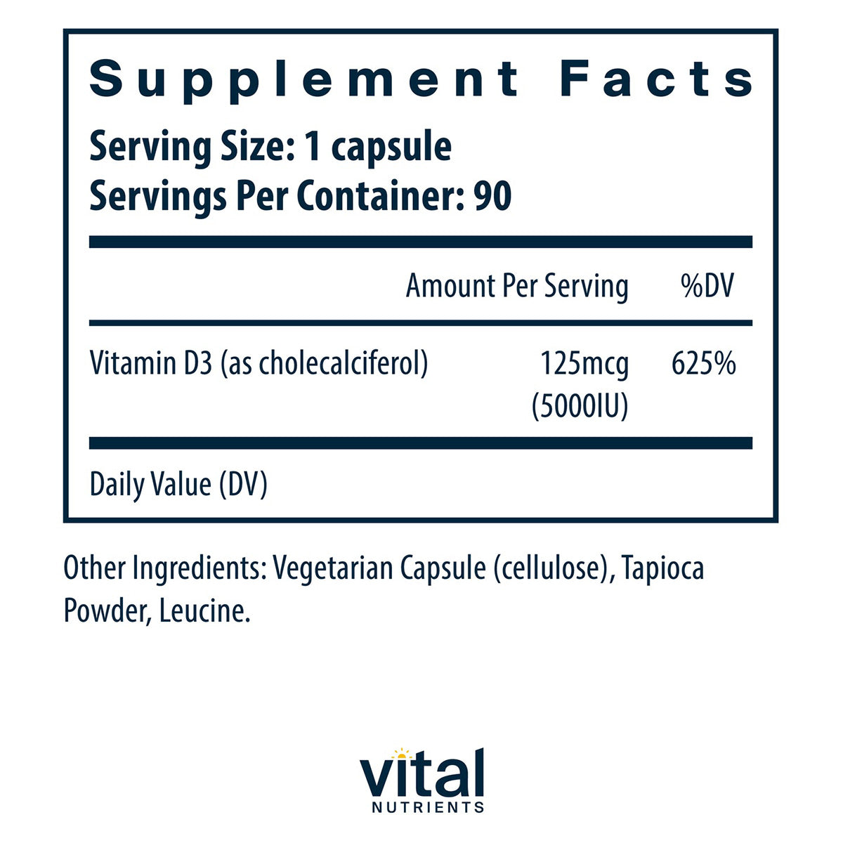 Vitamin D3 5000IU - 90 Vegetarian Capsules