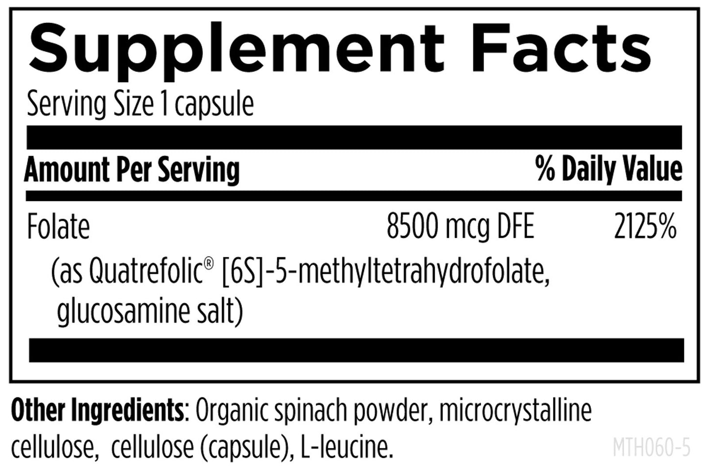 L-5-MTHF 8,500 mcg DFE (5 mg) - 60 capsules